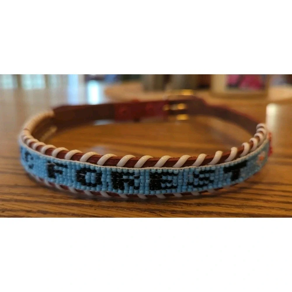 NOS Magic Forest Lake George NY Novelty Beaded Leather Belt Kids Youth Adult 22